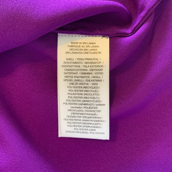 NWT Lauren Ralph Lauren Black Label Purple Satin Blouse PS Petite Small - Picture 7 of 7